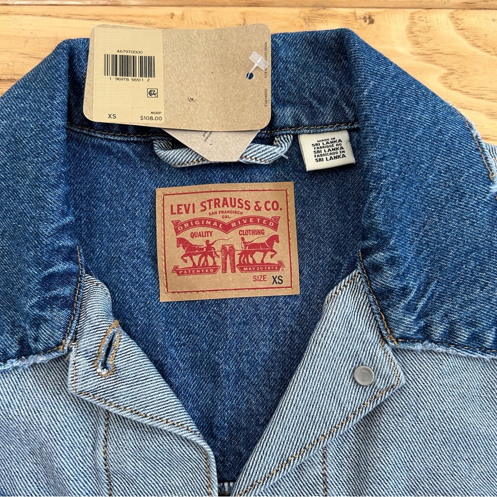 Levi’s Denim Jacket XS Two Tone Blue Jacket NWT 90s Trucker Style Cotton - Picture 6 of 9
